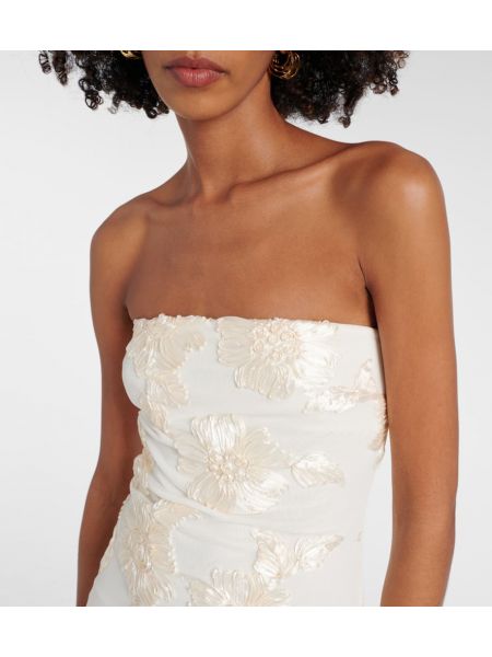 Мрежеста макси рокля на цветя Rotate бяло