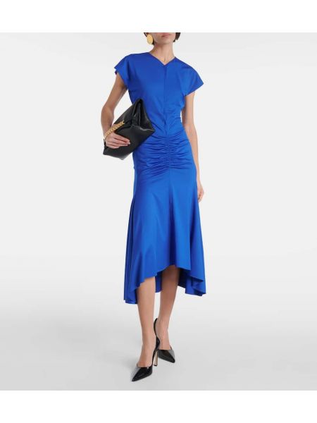 Sukienka midi z dżerseju Victoria Beckham niebieska