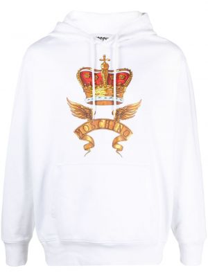 Pamučna hoodie s kapuljačom s printom Moschino bijela