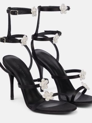 Sandali di raso con cristalli Magda Butrym nero