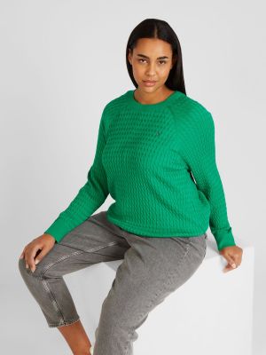 Пуловер Tommy Hilfiger Curve зелено