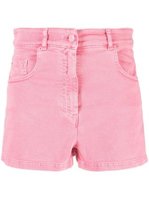 Shorts di jeans a vita alta Moschino rosa