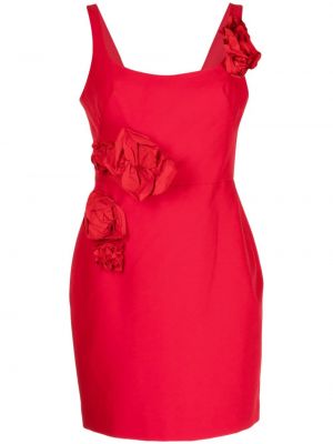 Virágos ujjatlan ruha Marchesa Notte piros