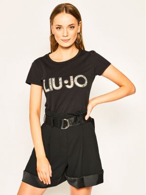Slim fit tričko Liu Jo Beachwear černé