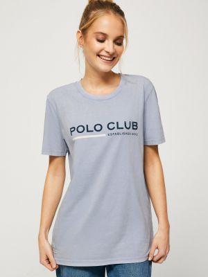 Поло с принтом Polo Club синее