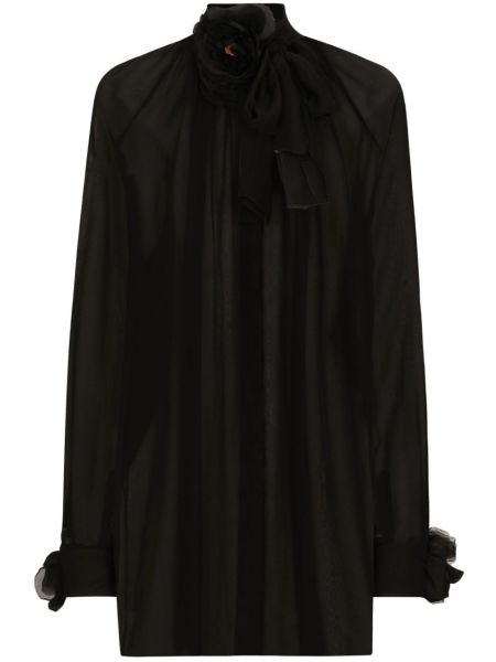 Φλοράλ βαμβακερή μπλούζα Dolce & Gabbana μαύρο