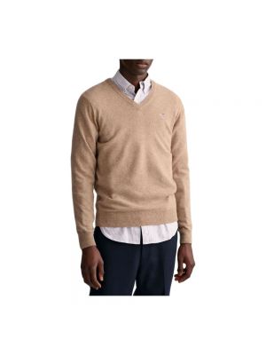 Sweter wełniany Gant brązowy