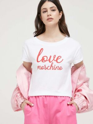 Bombažna majica Love Moschino bela