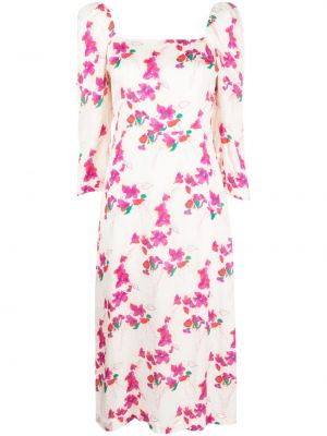 Obleka s cvetličnim vzorcem s potiskom Ba&sh bela
