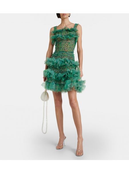 Платье миди с рюшами Susan Fang зеленый