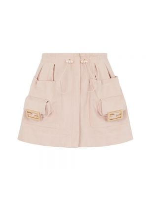 Dzianinowa mini spódniczka z kieszeniami Fendi różowa