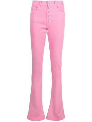 Růžové slim fit skinny džíny s knoflíky Nissa