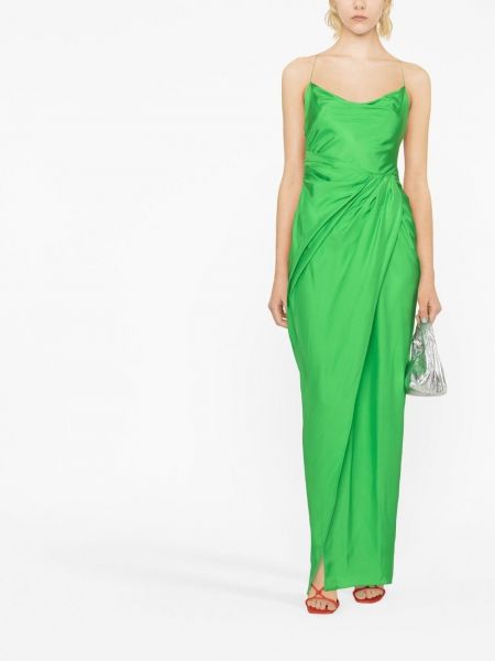 Drapované hedvábné večerní šaty Gauge81 zelené