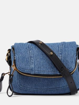 Kožená taška přes rameno Tom Ford modrá