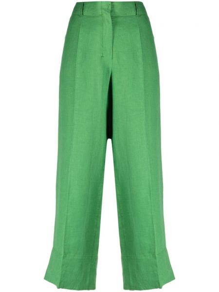 Ľanové nohavice Max Mara zelená