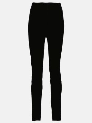 Кадифени прав панталон Saint Laurent черно