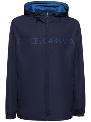 Giacca a vento con cappuccio reversibile Dolce & Gabbana blu