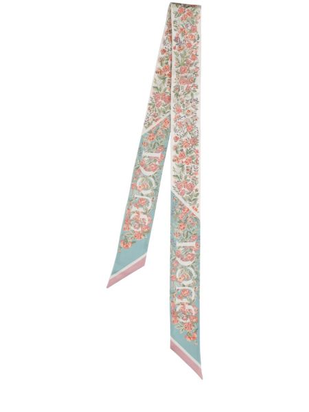 Копринен шал с панделка на цветя Gucci