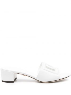 Papuci tip mules din piele Dolce & Gabbana alb