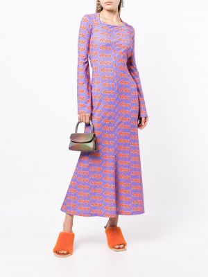Dlouhé šaty s potiskem Natasha Zinko fialové