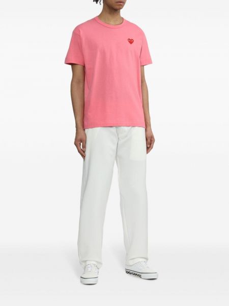 Kokvilnas t-krekls Comme Des Garçons Play rozā