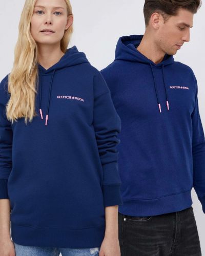 Scotch & Soda pamut melegítőfelső sötétkék, nyomott mintás Scotch & Soda