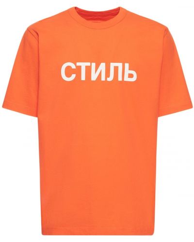 T-shirt z nadrukiem bawełniane Heron Preston - pomarańczowy