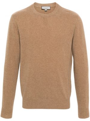Vlněný svetr s kulatým výstřihem Canali hnědý