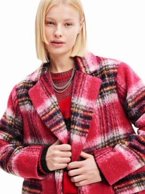 Pletený kabát Desigual růžový