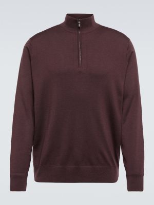 Кашмирен копринен вълнен пуловер Loro Piana виолетово