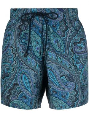 Paisley-muster mustriline lühikesed püksid Etro sinine