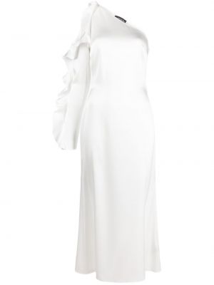 Коктейлна рокля с волани David Koma бяло