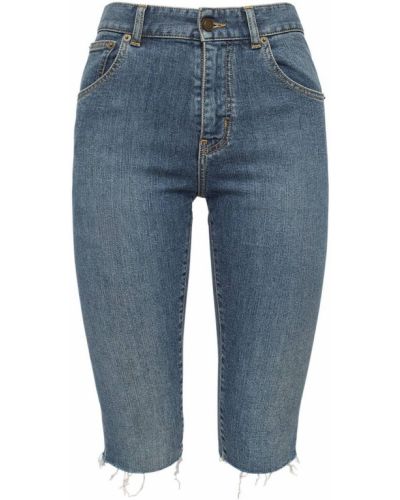 Skinny fit kratke jeans hlače Saint Laurent modra