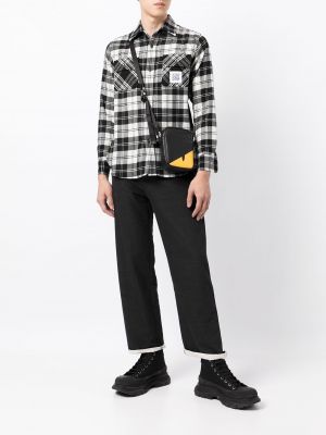 Flanell hemd mit plisseefalten Fumito Ganryu schwarz