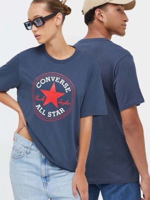 Синяя хлопковая футболка Converse