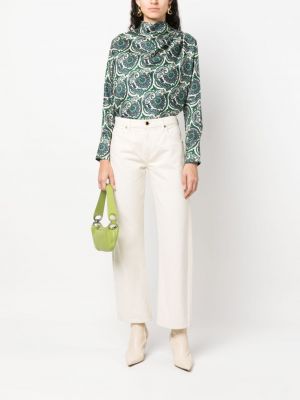 Seiden bluse mit print mit paisleymuster Alberto Biani grün