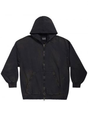 Distressed hoodie mit reißverschluss Balenciaga schwarz