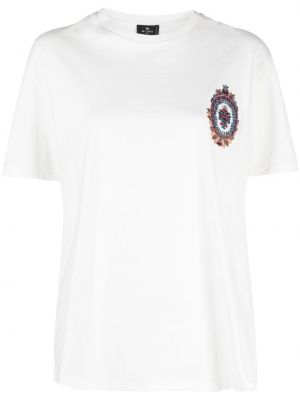 T-shirt brodé en coton Etro blanc