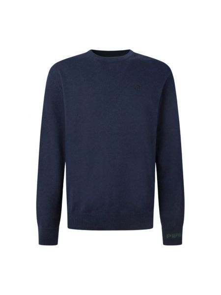 Sweter wełniany z dżerseju Pepe Jeans niebieski