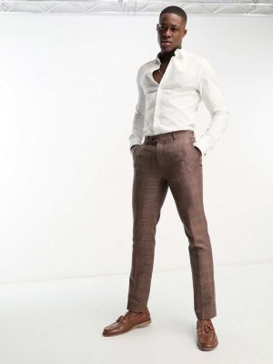Костюмные брюки в елочку Gianni Feraud коричневые