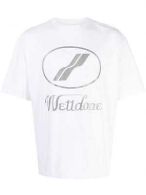 T-shirt en coton à imprimé We11done blanc