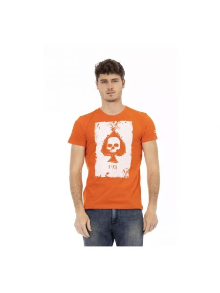 Koszulka z nadrukiem elegancka Trussardi pomarańczowa