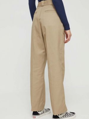 Jednobarevné kalhoty s vysokým pasem Dickies béžové