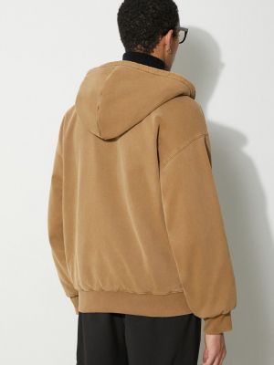 Pamučna hoodie s kapuljačom Carhartt Wip smeđa