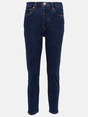 Modré skinny džíny s vysokým pasem Re/done