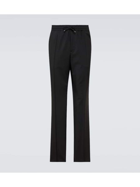 Moherowe spodnie wełniane slim fit Valentino czarne