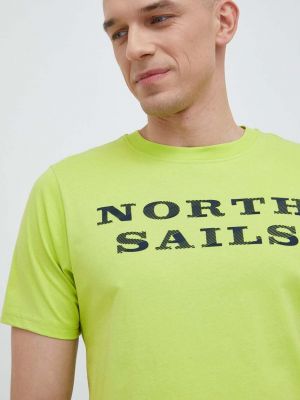 Памучна тениска с дълъг ръкав с принт North Sails зелено