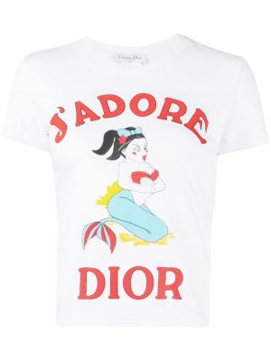 Raštuotas medvilninis marškinėliai Christian Dior balta