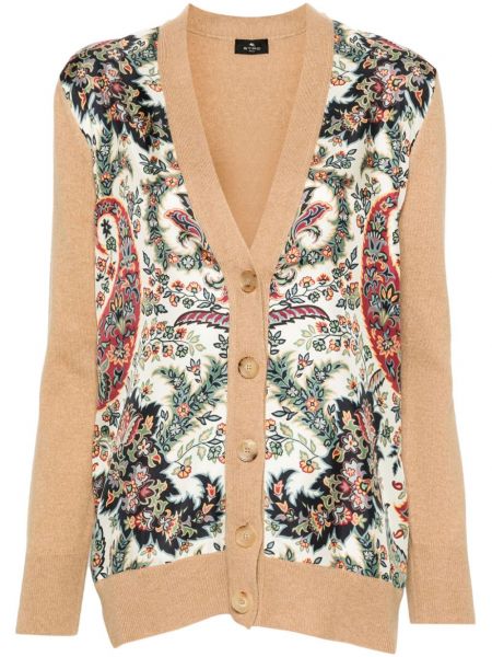 Geblümtes lange strickjacke mit print Etro beige