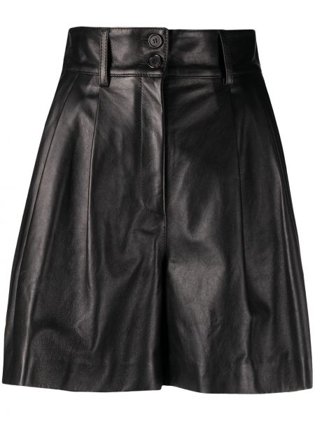 Shorts taille haute en cuir Dolce & Gabbana noir